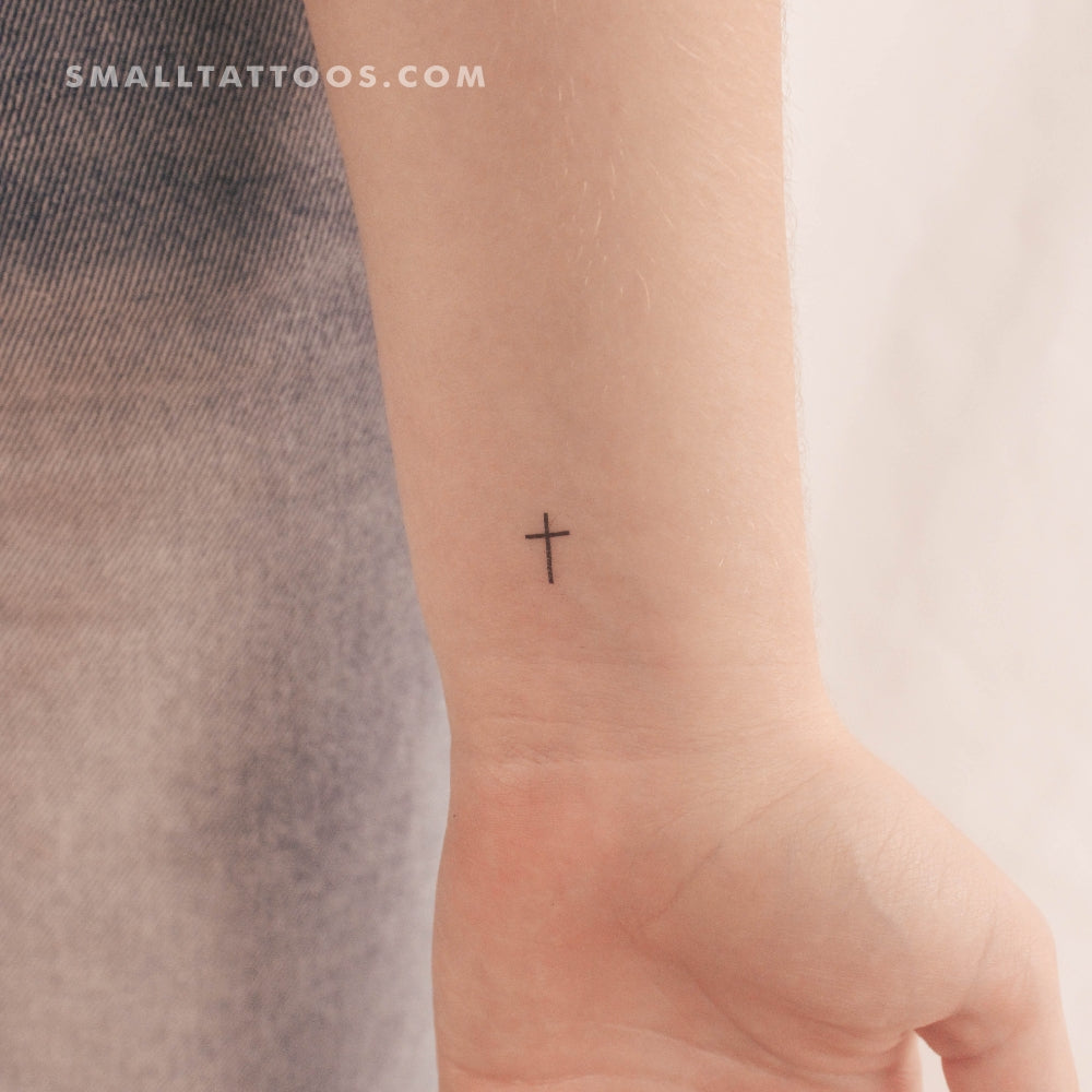 Tatuaje temporal de cruz minimalista pequeña (juego de 3)