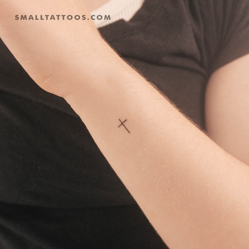 Tatuaje temporal de cruz minimalista pequeña (juego de 3)