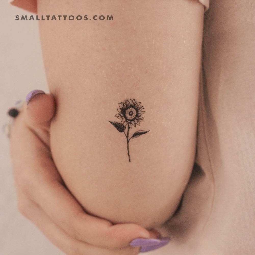 Sunflower Temporary Tattoo (Set of 3) – Small Tattoos, image size:1000x1000