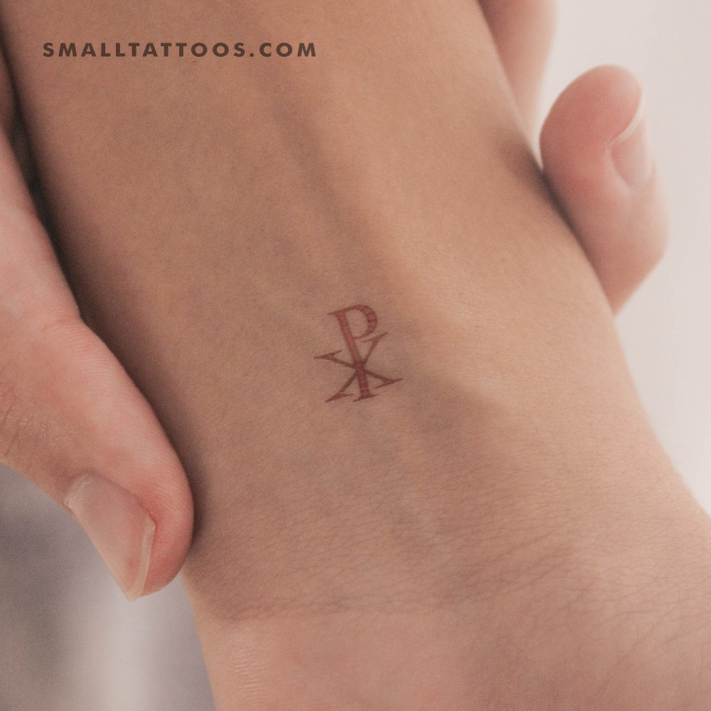 Tatuaje temporal Chi Rho rojo (juego de 3)