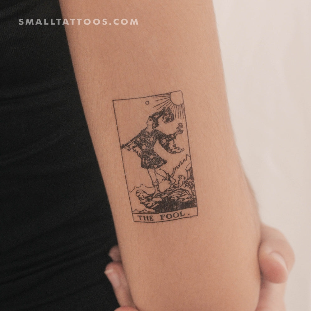 Tatuaje temporal de la carta del Tarot El Loco (juego de 3)