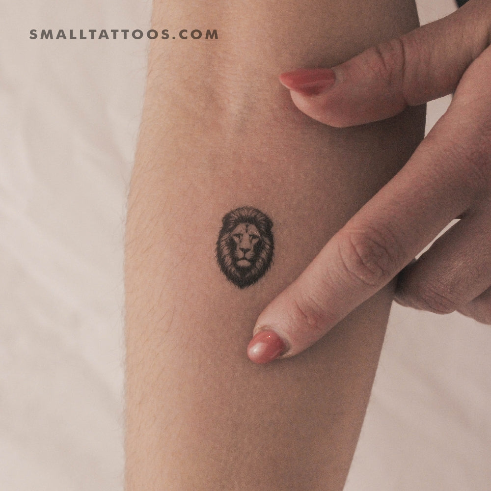 Tatuaje temporal pequeño de león negro y gris (juego de 3)