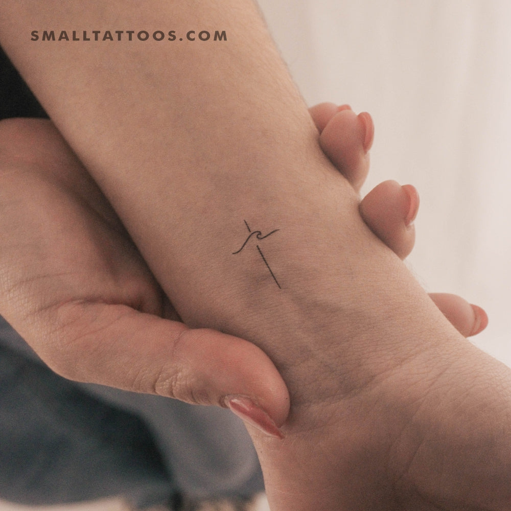 Tatuaje temporal de cruz de olas pequeñas (juego de 3)