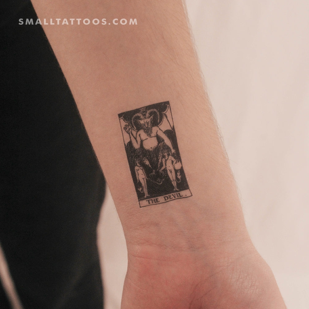 Tatuaje temporal pequeño de la carta del Tarot del Diablo (juego de 3)