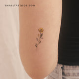 Small Yellow Rose By Lena Fedchenko Temporary Tattoo (Set of 3)