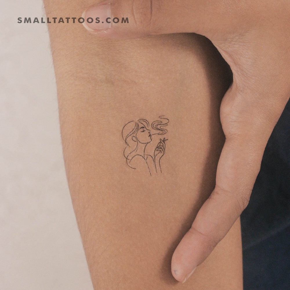 Tatuaje temporal de mujer fumando (juego de 3)