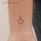 Heart And Cross Temporary Tattoo (Set of 3)