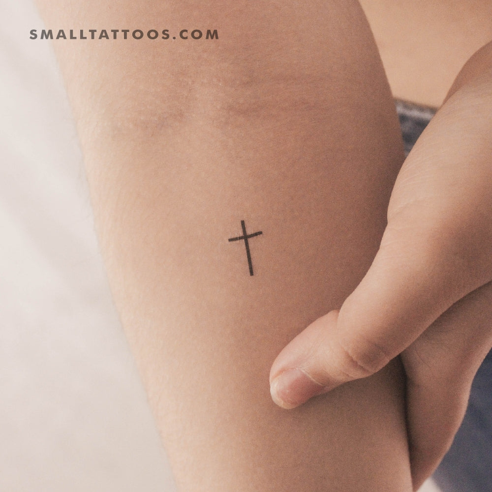 Tatuaje temporal de cruz minimalista (juego de 3)