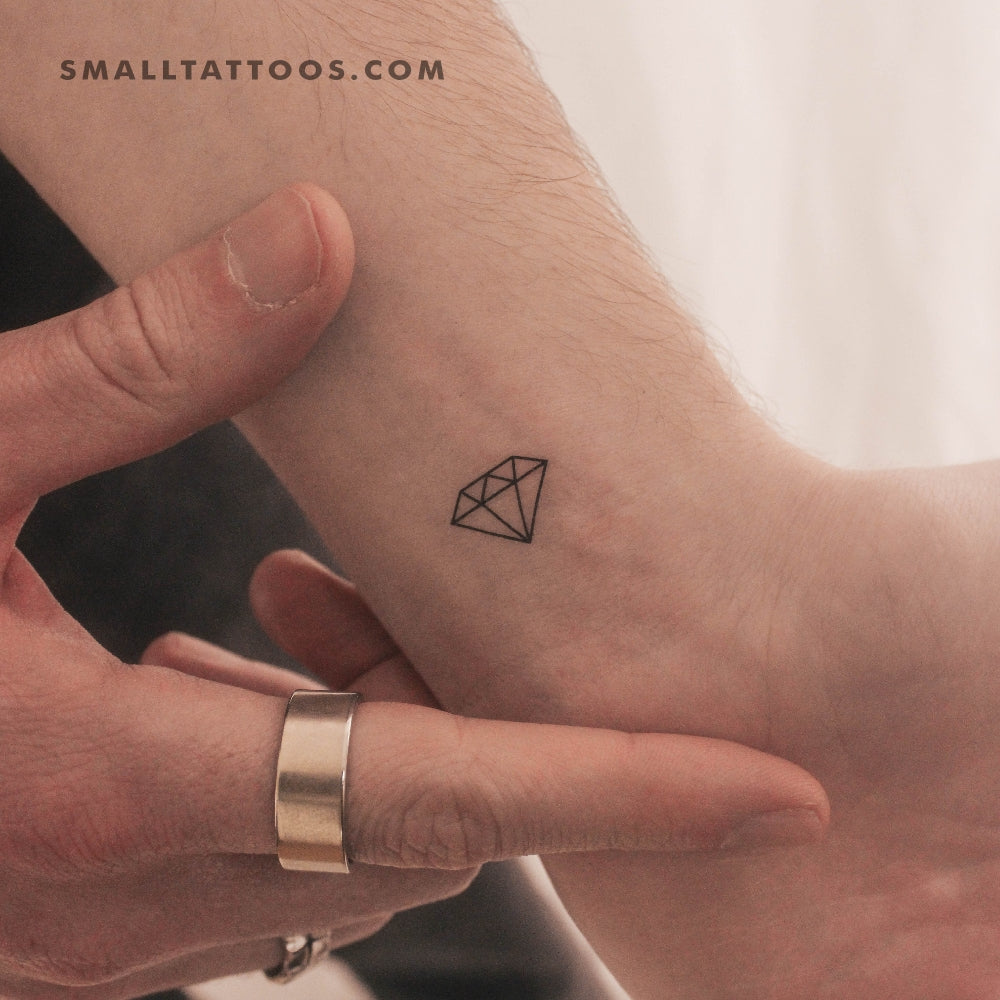 Tatuaje temporal minimalista de diamante (juego de 3)