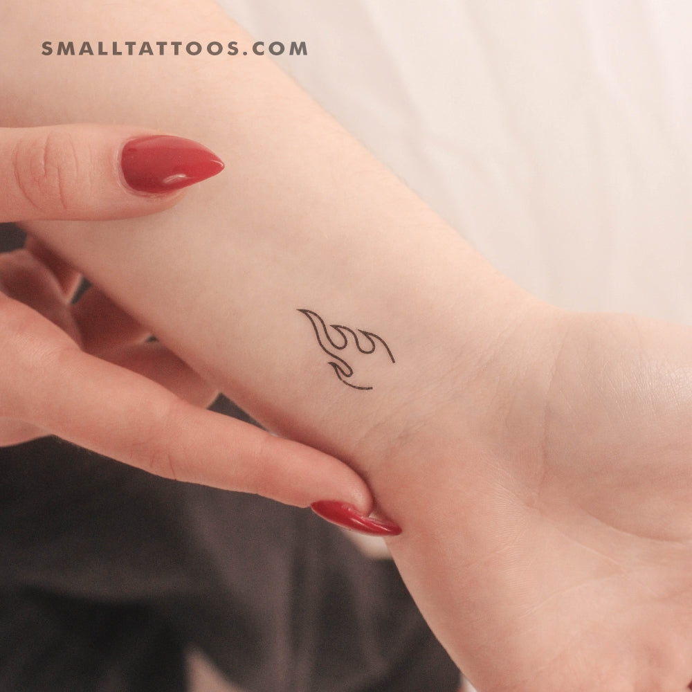 Tatuaje temporal minimalista de llama de fuego (juego de 3)