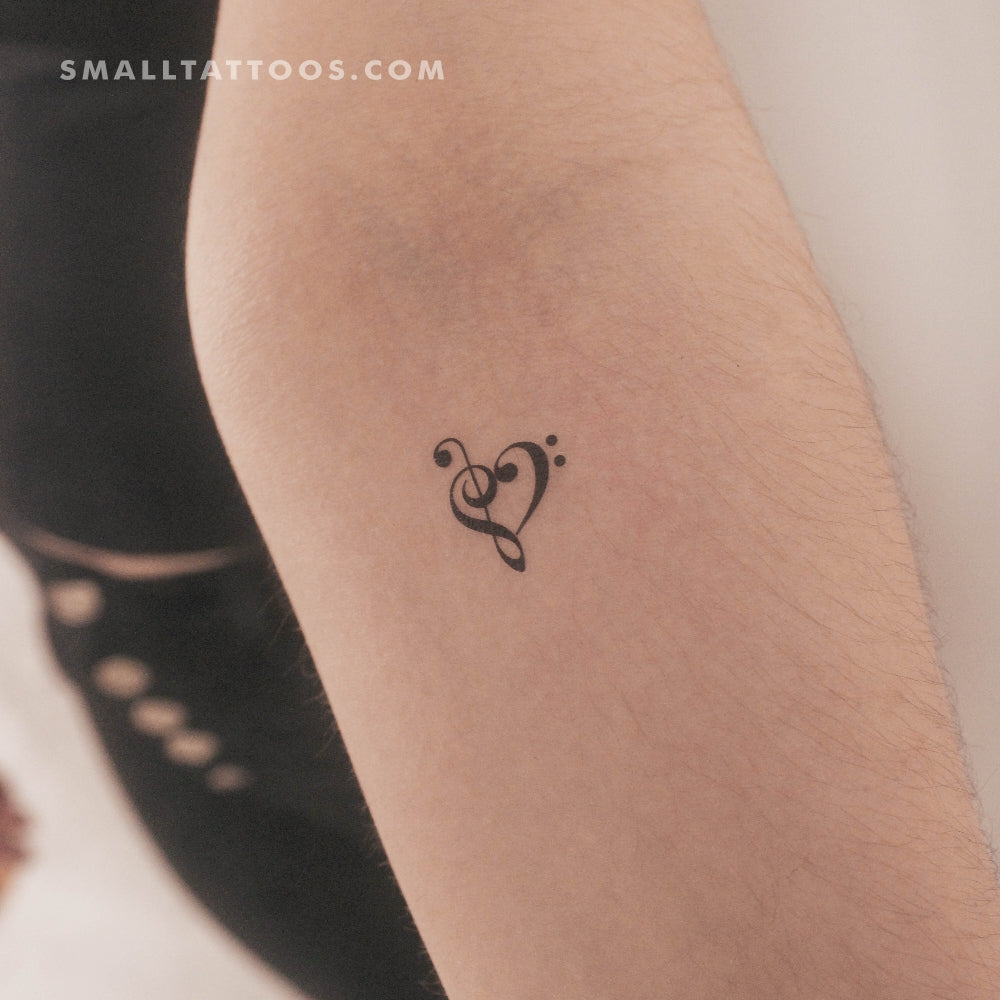 Small Music Heart Temporary Tattoo (Set of 3)