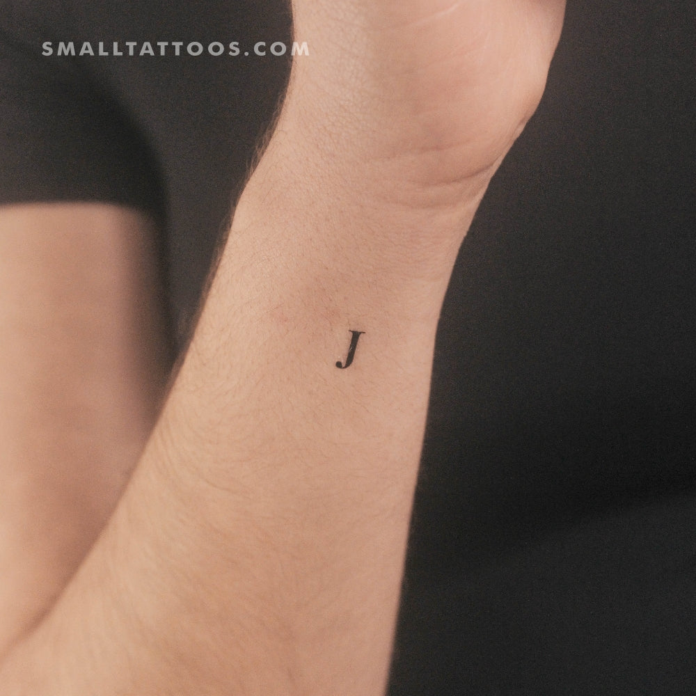 Tatuaje temporal de la letra J mayúscula con serifa (juego de 3)