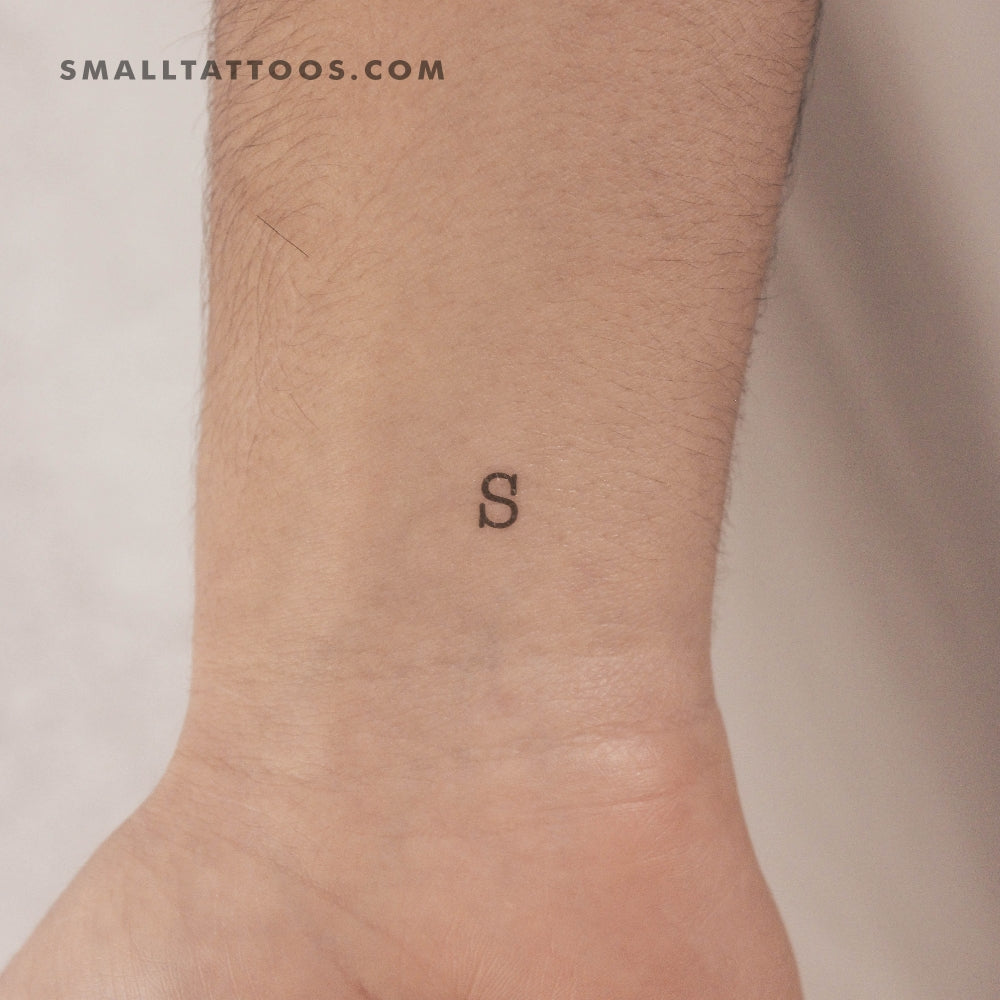 S Uppercase Typewriter Letter Temporary Tattoo (Set of 3)