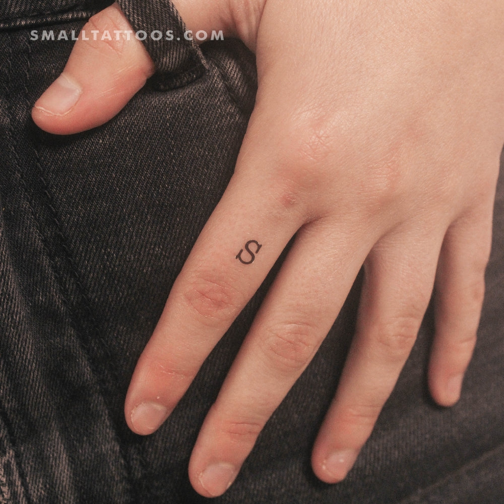 S Uppercase Typewriter Letter Temporary Tattoo (Set of 3)