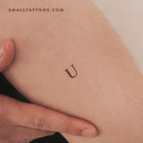 U Uppercase Serif Letter Temporary Tattoo (Set of 3)