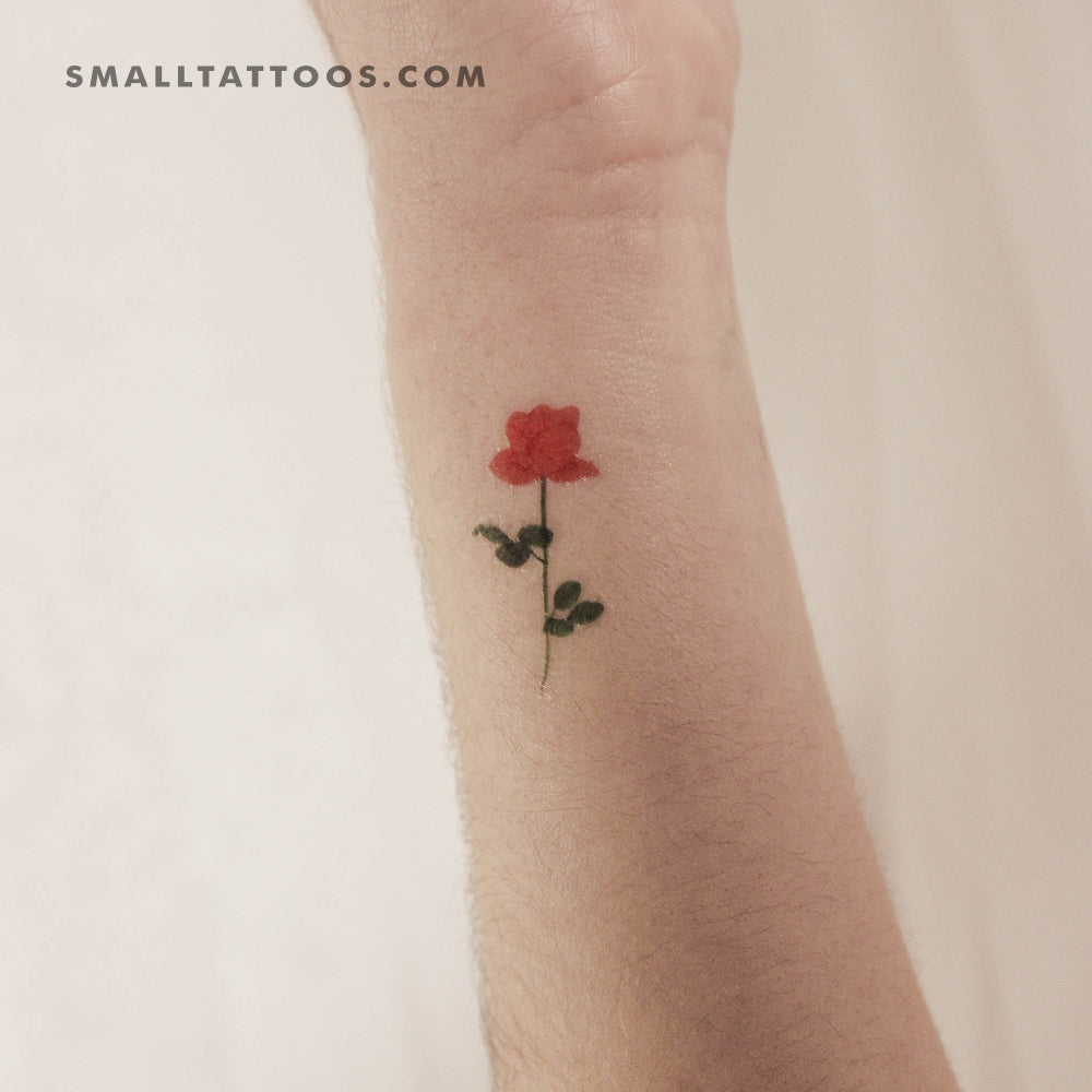 Tatuaje temporal de una pequeña rosa naranja de Zihee (juego de 3)