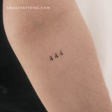 Small 444 Angel Number Temporary Tattoo (Set of 3)