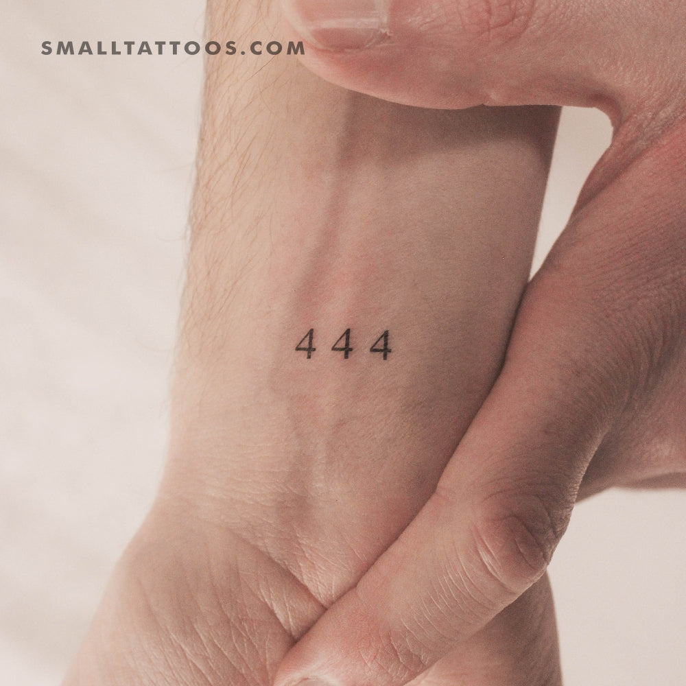 Tatuaje temporal pequeño del número angelical 444 (juego de 3)