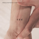 Small 444 Angel Number Temporary Tattoo (Set of 3)