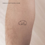 Fine Line Sleeping Cat Temporary Tattoo - Set of 3