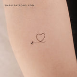 Airplane And Heart Temporary Tattoo (Set of 3)