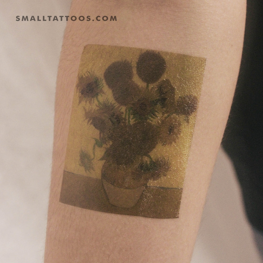 Tatuaje temporal de girasol de Van Gogh (juego de 3)