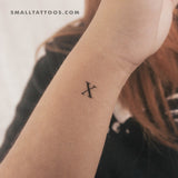 X Uppercase Serif Letter Temporary Tattoo (Set of 3)