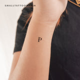 P Uppercase Serif Letter Temporary Tattoo (Set of 3)