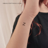 Z Uppercase Serif Letter Temporary Tattoo (Set of 3)