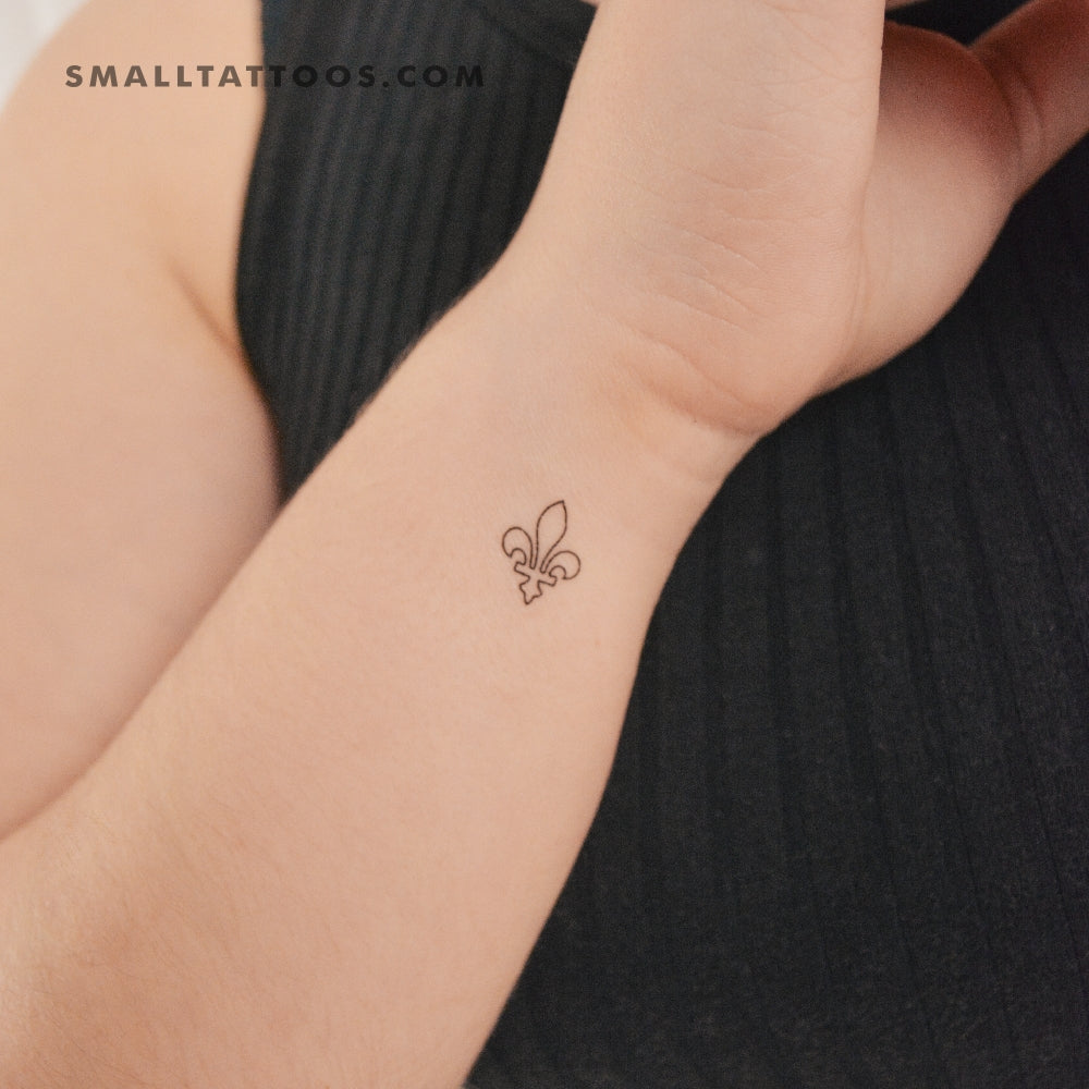 Tatuaje temporal de flor de lis de Luisiana de línea fina (juego de 3)