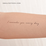 I Remember You Every Day Temporary Tattoo - Set of 3