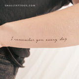 I Remember You Every Day Temporary Tattoo - Set of 3