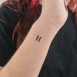 H Uppercase Serif Letter Temporary Tattoo (Set of 3)