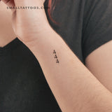 Small Vertical 444 Temporary Tattoo (Set of 3)
