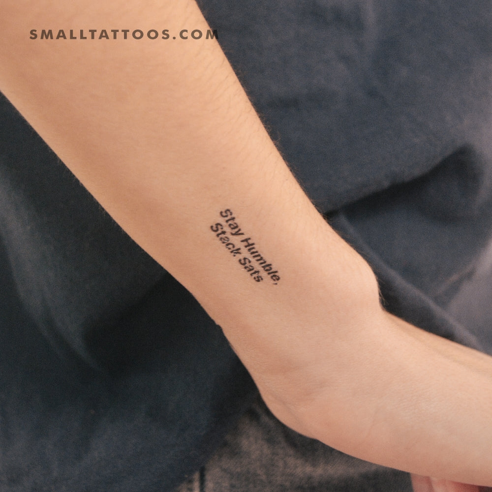 Tatuaje temporal "Mantente humilde, apila Sats" (juego de 3)