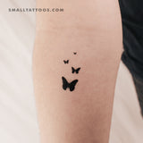 Four Black Butterflies Temporary Tattoo (Set of 3)
