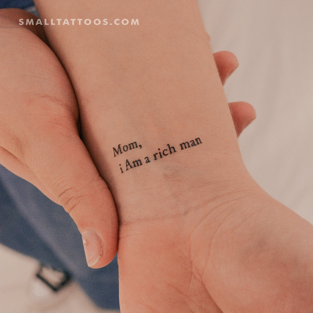 Tatuaje temporal "Mamá, soy un hombre rico" (juego de 3)