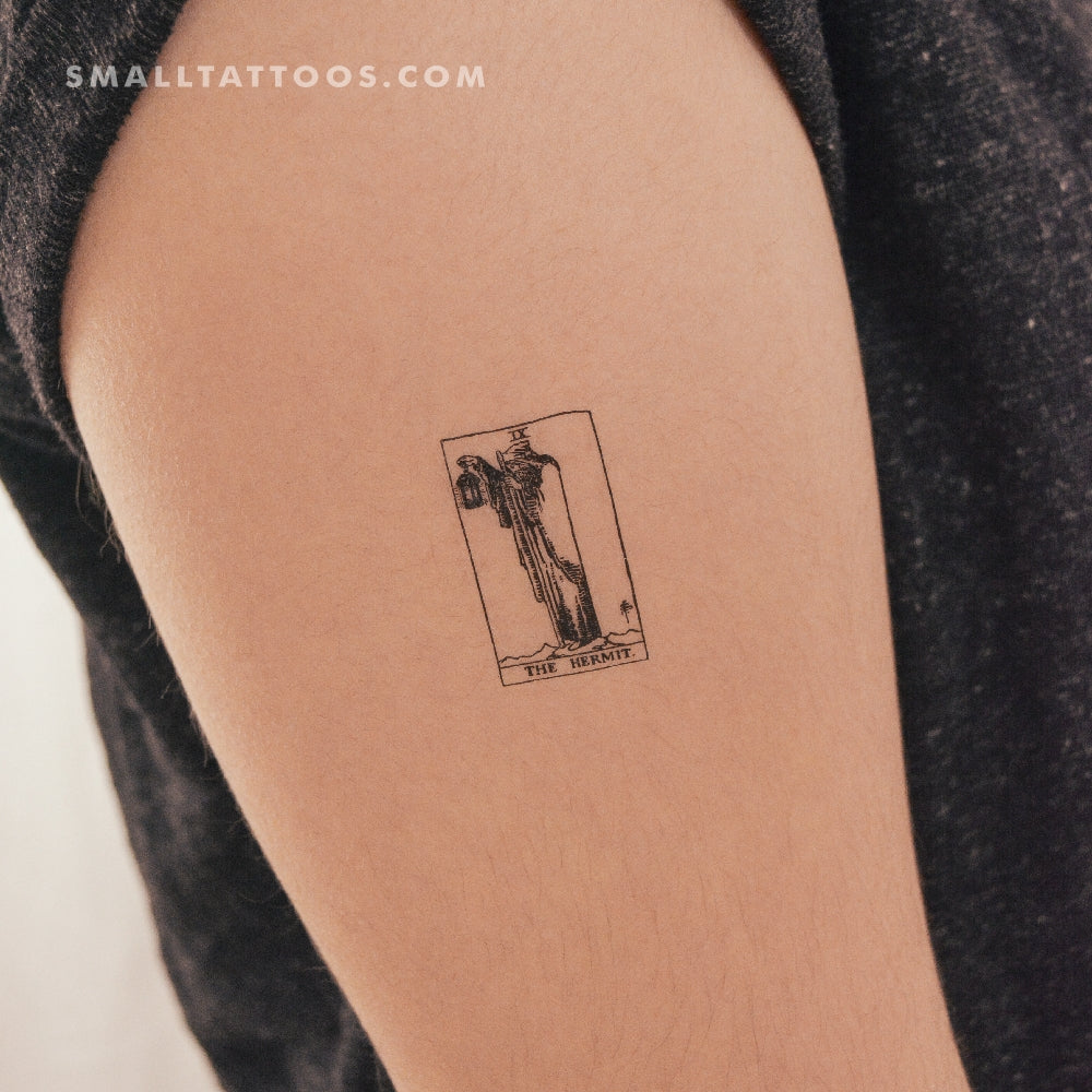 Tatuaje temporal pequeño de la carta del Tarot El Ermitaño (juego de 3)