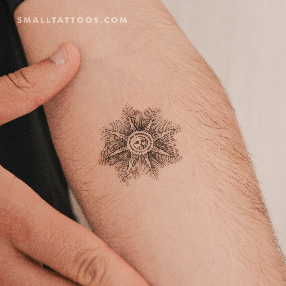 Tatuaje temporal de sol grabado (juego de 3)