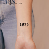 Gothic 1972 Birth Year Temporary Tattoo - Set of 3