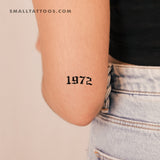 Gothic 1972 Birth Year Temporary Tattoo - Set of 3