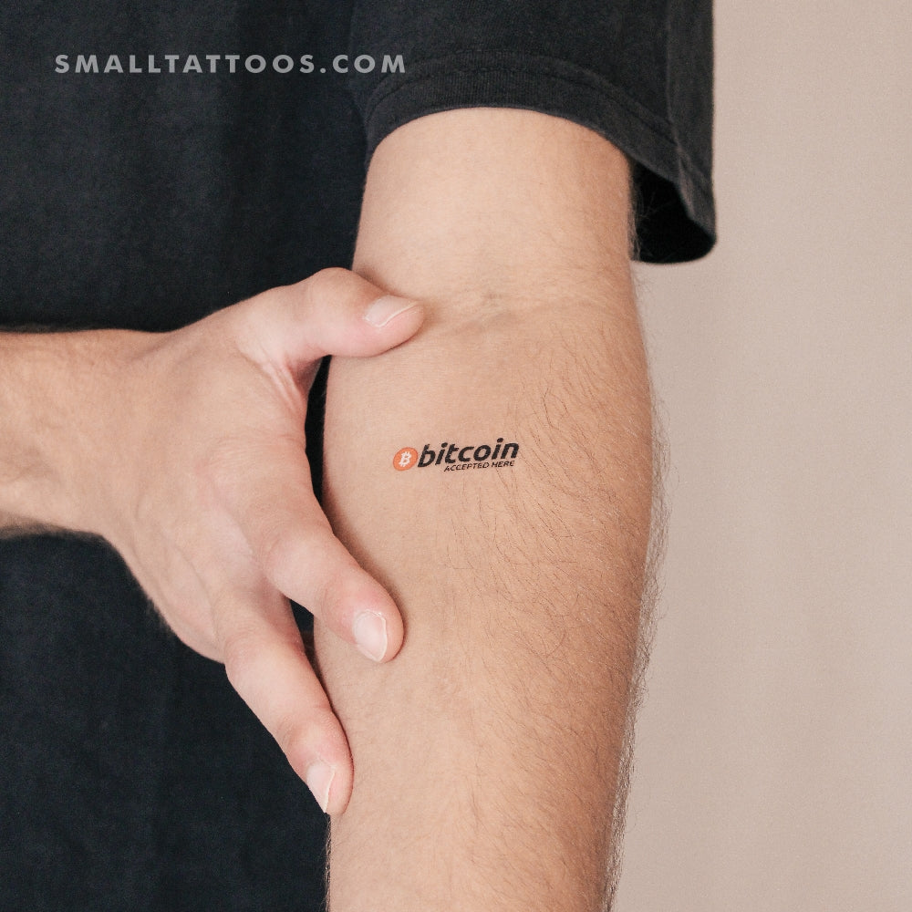 Bitcoin Accepted Here Temporary Tattoo (Set of 3) – Small Tattoos