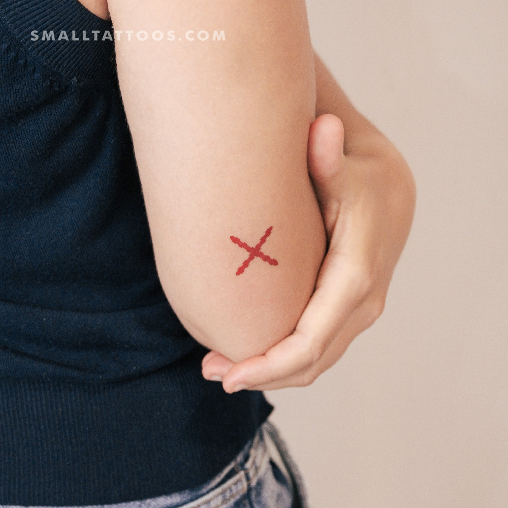 Small Cross Of Burgundy Temporary Tattoo (Set of 3)
