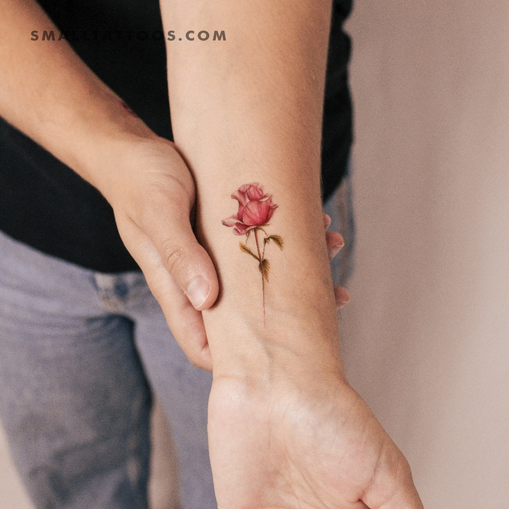 Tatuaje temporal de rosa morada de Mini Lau (juego de 3)