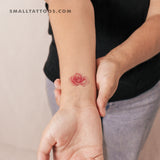 Pink Rose Head Temporary Tattoo by Mini Lau (Set of 3)