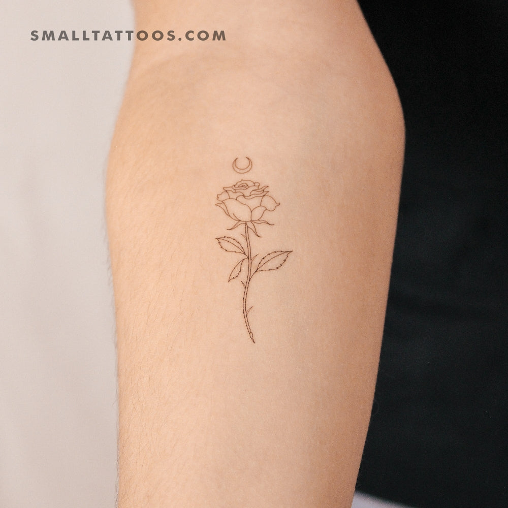 Tatuaje temporal Moon Rose de Jakenowicz - Juego de 3