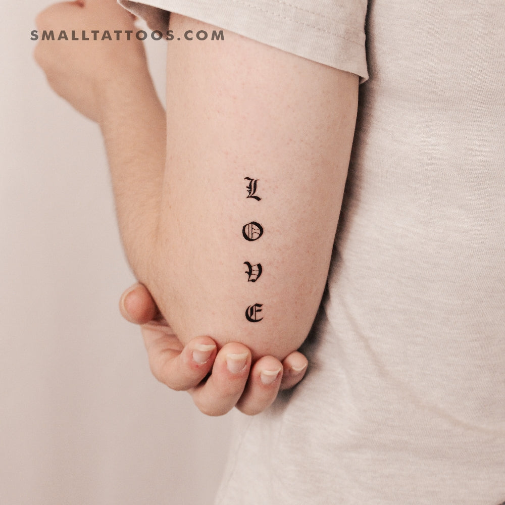 Tatuaje temporal gótico "Amor" (juego de 3)