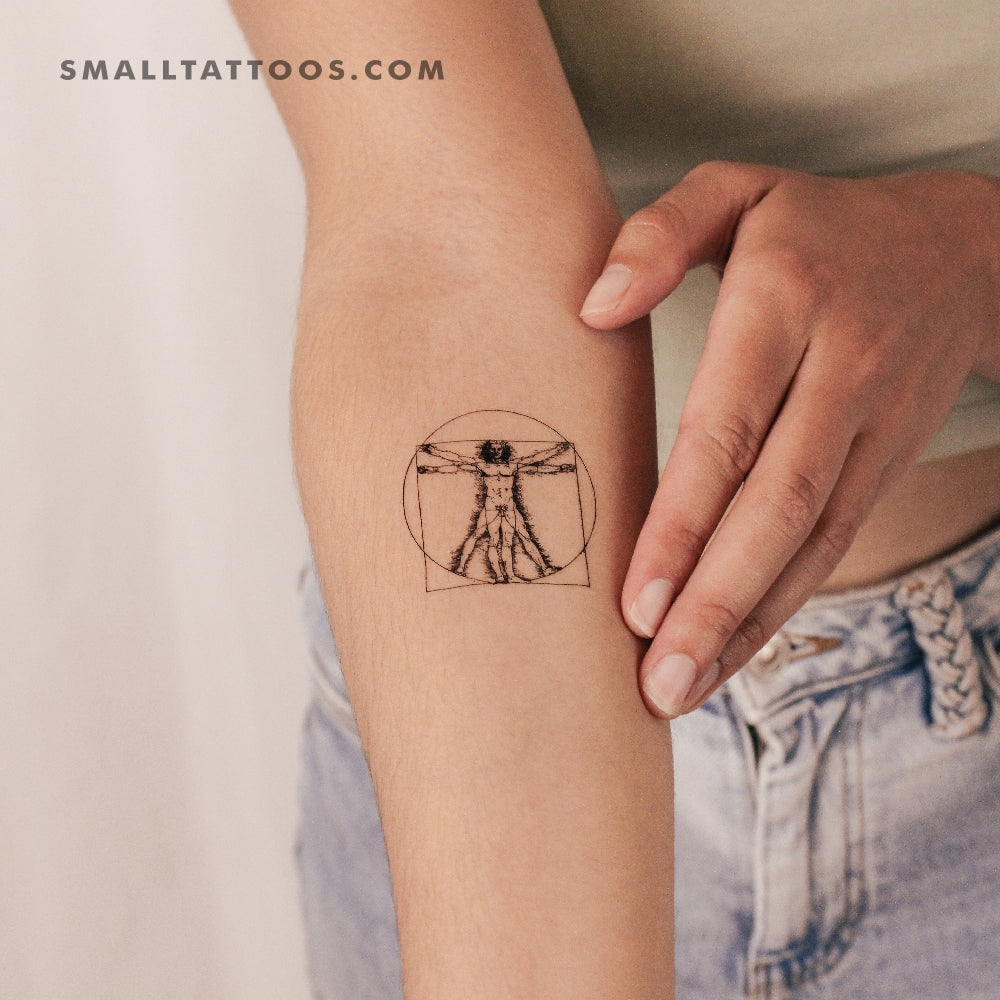 Tatuaje temporal del Hombre de Vitruvio - Juego de 3