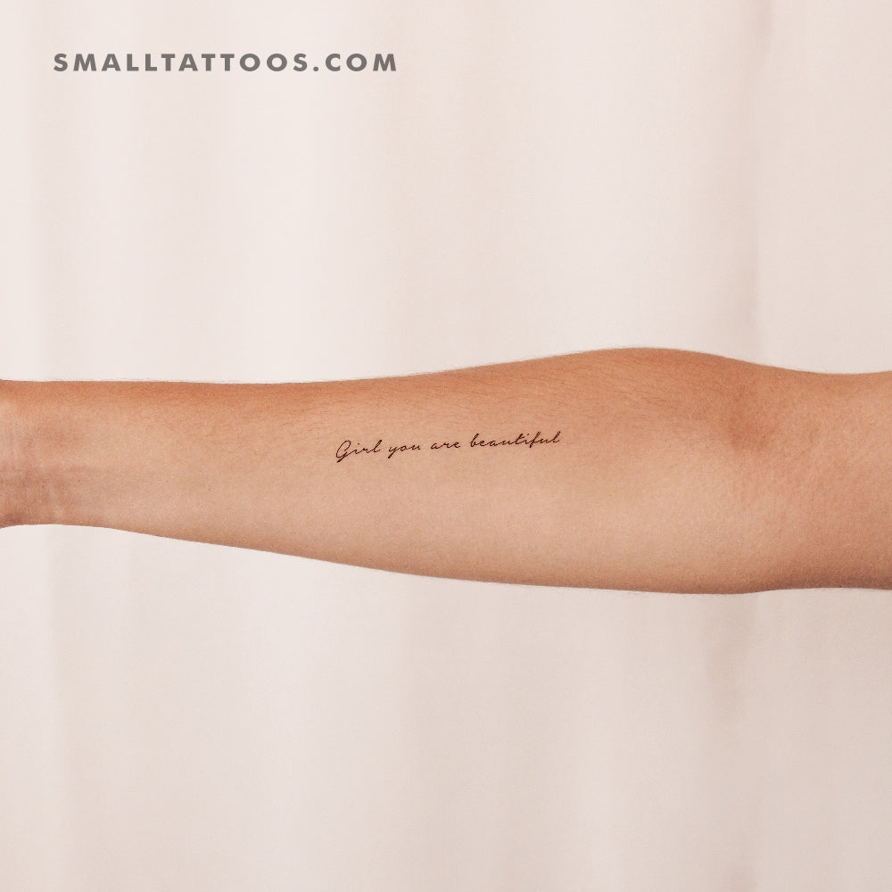 Tatuaje temporal "Chica, eres hermosa" (juego de 3)