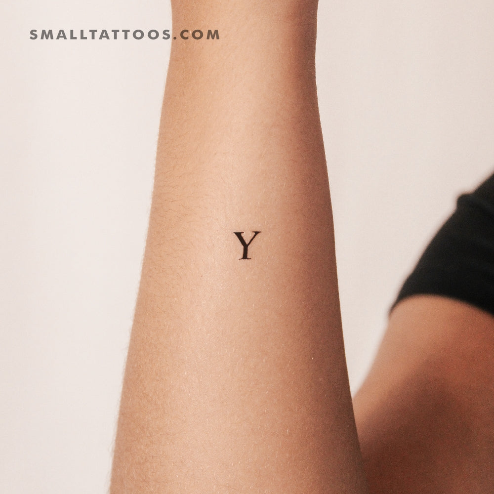 Tatuaje temporal de la letra Y mayúscula con serifa (juego de 3)